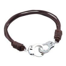 Load image into Gallery viewer, 1PC Fashion Punk Trendy Charming Silvery Handcuff Multideck Brown Rope Unisex Bracelets Lovers Jewery