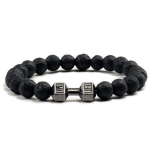 Load image into Gallery viewer, Natural Black Volcanic Lava Stone Dumbbell Bracelets