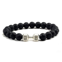 Load image into Gallery viewer, Natural Black Volcanic Lava Stone Dumbbell Bracelets