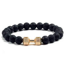Load image into Gallery viewer, Natural Black Volcanic Lava Stone Dumbbell Bracelets