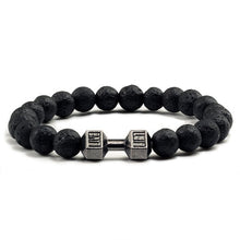 Load image into Gallery viewer, Natural Black Volcanic Lava Stone Dumbbell Bracelets