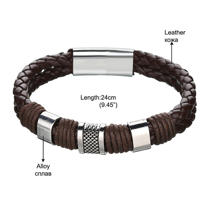 Fashion Black Brown Leather Bracelets For Men
