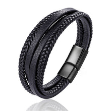 Load image into Gallery viewer, Handmade Leather Stainless Steel Bracelets For Men