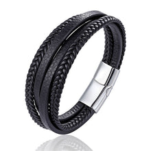 Load image into Gallery viewer, Handmade Leather Stainless Steel Bracelets For Men
