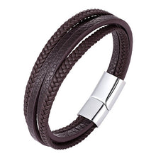 Load image into Gallery viewer, Handmade Leather Stainless Steel Bracelets For Men