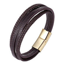 Load image into Gallery viewer, Handmade Leather Stainless Steel Bracelets For Men