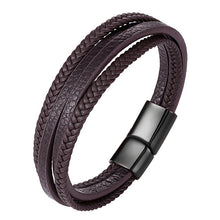 Load image into Gallery viewer, Handmade Leather Stainless Steel Bracelets For Men
