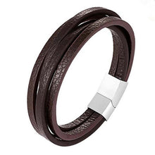 Load image into Gallery viewer, Handmade Leather Stainless Steel Bracelets For Men