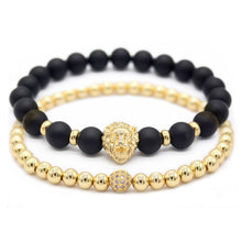 Load image into Gallery viewer, 2pcs/ Set  Black Nature Stone Lion Head Bracelets