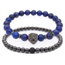 Load image into Gallery viewer, 2pcs/ Set  Black Nature Stone Lion Head Bracelets