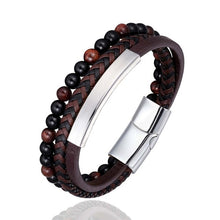 Load image into Gallery viewer, Leather Stainless Steel Magnetic Clasp Bracelets For Men