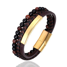 Load image into Gallery viewer, Leather Stainless Steel Magnetic Clasp Bracelets For Men