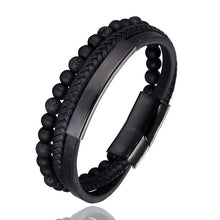Load image into Gallery viewer, Leather Stainless Steel Magnetic Clasp Bracelets For Men