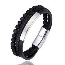 Load image into Gallery viewer, Leather Stainless Steel Magnetic Clasp Bracelets For Men