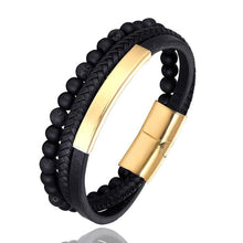 Load image into Gallery viewer, Leather Stainless Steel Magnetic Clasp Bracelets For Men