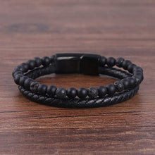 Load image into Gallery viewer, Leather Stainless Steel Magnetic Clasp Bracelets For Men