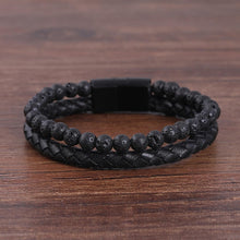 Load image into Gallery viewer, Leather Stainless Steel Magnetic Clasp Bracelets For Men