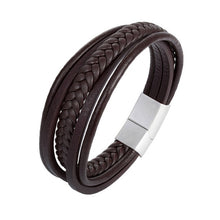 Load image into Gallery viewer, Handmade Leather Stainless Steel Bracelets For Men