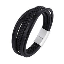 Load image into Gallery viewer, Handmade Leather Stainless Steel Bracelets For Men