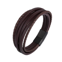 Load image into Gallery viewer, Handmade Leather Stainless Steel Bracelets For Men
