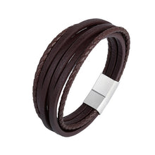Load image into Gallery viewer, Handmade Leather Stainless Steel Bracelets For Men