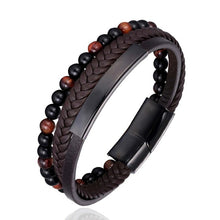 Load image into Gallery viewer, Handmade Leather Stainless Steel Bracelets For Men