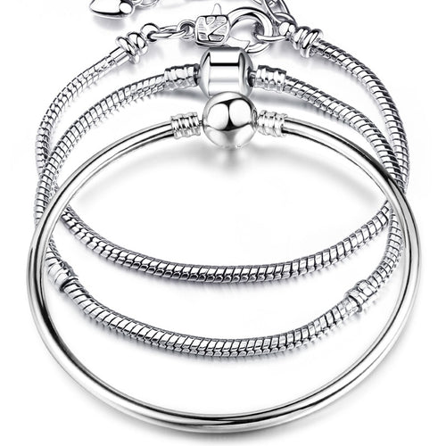 17-21cm Silver Snake Chain Bracelets For Women