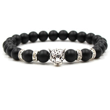 Load image into Gallery viewer, 8mm Stone Leopard Head Bracelets For Men Women