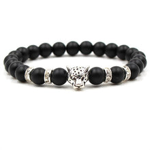 Load image into Gallery viewer, 8mm Stone Leopard Head Bracelets For Men Women