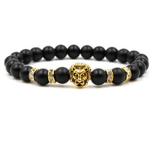 Load image into Gallery viewer, 8mm Stone Leopard Head Bracelets For Men Women